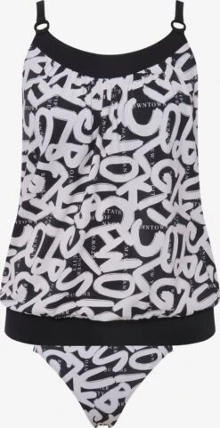 Ulla Popken Tankinis Soutien-gorge Invisible Tankini Femme Noir / Blanc