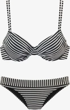 S.Oliver Bikinis à Armatures Soutien-gorge Invisible Bikini Femme Noir / Blanc