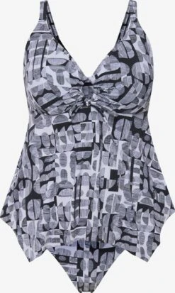 Ulla Popken Tankinis Soutien-gorge Invisible Tankini Femme Noir / Noir Chiné / Blanc