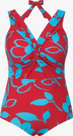 Ulla Popken Maillots De Bain Une Pièce Maillot De Bain Femme Azur / Rouge Feu
