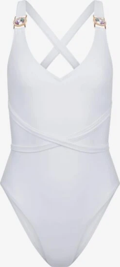Maillots De Bain Une Pièce Bustier Maillot De Bain Amour Femme Blanc Cassé