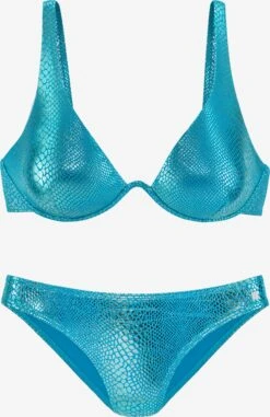 Jette Bikinis à Armatures Soutien-gorge Invisible Bikini Femme Bleu