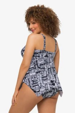 Ulla Popken Tankinis Soutien-gorge Invisible Tankini Femme Noir / Noir Chiné / Blanc -Lumiere de Bikini Boutique 7c74063455f811591c8262a606ff85a3