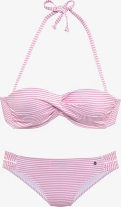 S.Oliver Bikinis à Armatures Bandeau Bikini Femme Rose Clair / Blanc