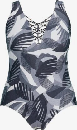 Ulla Popken Maillots De Bain Une Pièce Bustier Maillot De Bain Camo Femme Gris / Gris Clair / Gris Foncé