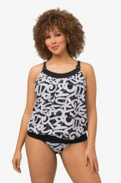Ulla Popken Tankinis Soutien-gorge Invisible Tankini Femme Noir / Blanc -Lumiere de Bikini Boutique 95ece58a64a5f7cc083f7761579e6afe