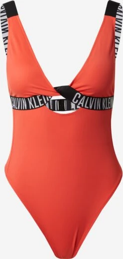 Calvin Klein Swimwear Maillots De Bain Une Pièce Bustier Maillot De Bain Intense Femme Rouge Orangé