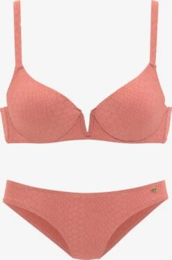 Jette Bikinis à Armatures Soutien-gorge Invisible Bikini Femme Corail