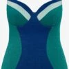 Ulla Popken Maillots De Bain Une Pièce Maillot De Bain Modelant Femme Bleu Foncé / Vert Chiné -Lumiere de Bikini Boutique e0212655ca1027498ba6f5c38c3d2186