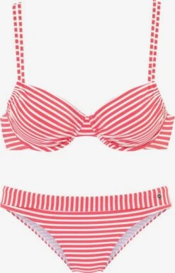 S.Oliver Bikinis à Armatures Soutien-gorge Invisible Bikini Femme Rouge Clair / Blanc