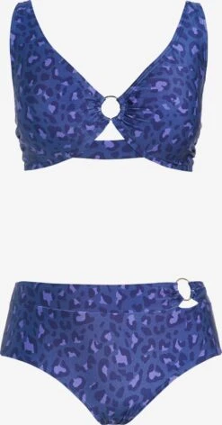 Ulla Popken Grands Bonnets Soutien-gorge Invisible Bikini Femme Indigo / Bleu-gris / Bleu Clair