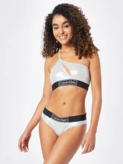Calvin Klein Swimwear Hauts De Bikinis Bustiers Bustier Hauts De Bikini Femme Gris Argenté -Lumiere de Bikini Boutique fab7adf517753881a835fbd25d99cb65