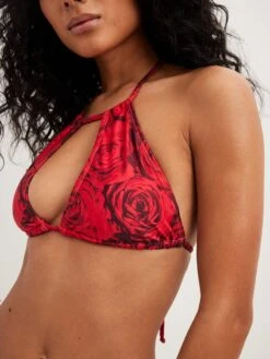 NA-KD Hauts De Bikinis Col Montant Col Haut Hauts De Bikini Femme Rouge / Bordeaux