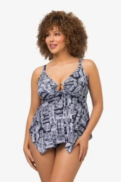 Ulla Popken Tankinis Soutien-gorge Invisible Tankini Femme Noir / Noir Chiné / Blanc -Lumiere de Bikini Boutique ffc75f7b7476861165b4b0cf02c5348b